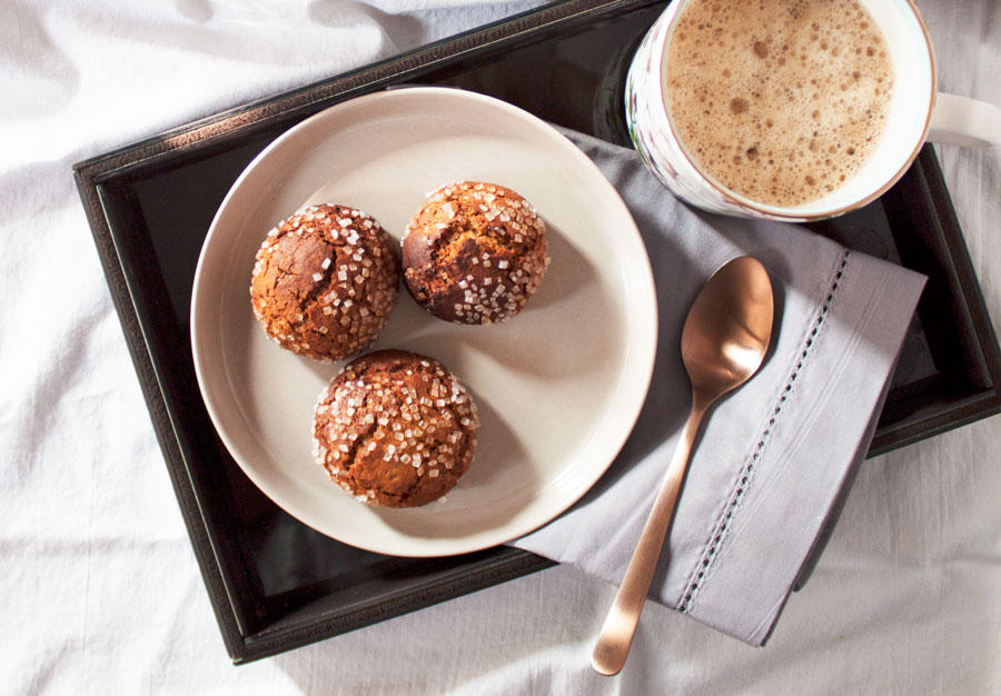 spiced chai ginger cookies with coffee in bed