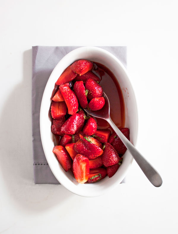 strawberries macerated in white wine