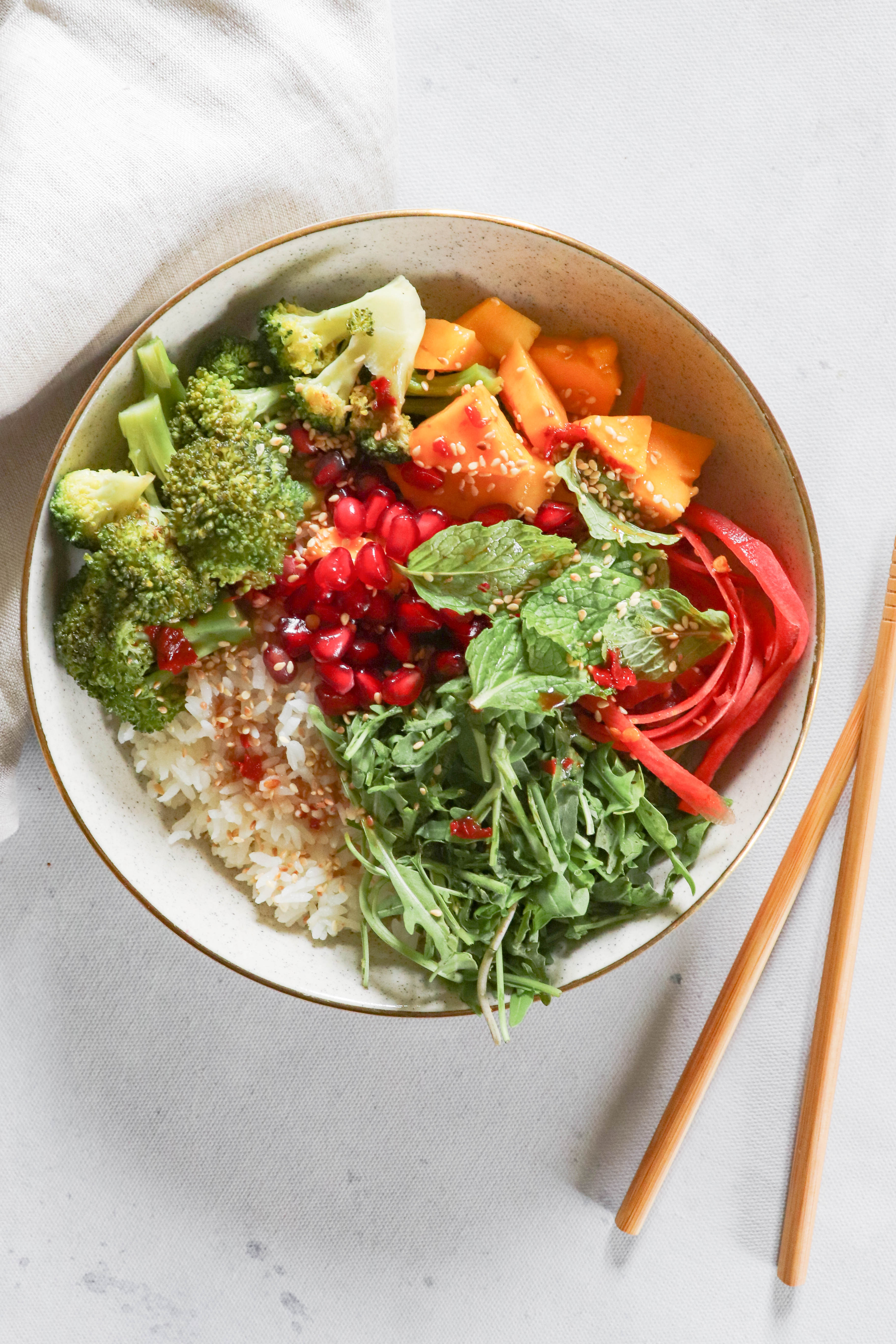 Veggie Rice Bowl With Chilli Citrus Dressing Sprig And Vine 